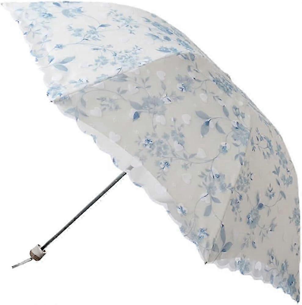 Blue Lace Double-Deck Anti-UV Sun Umbrella