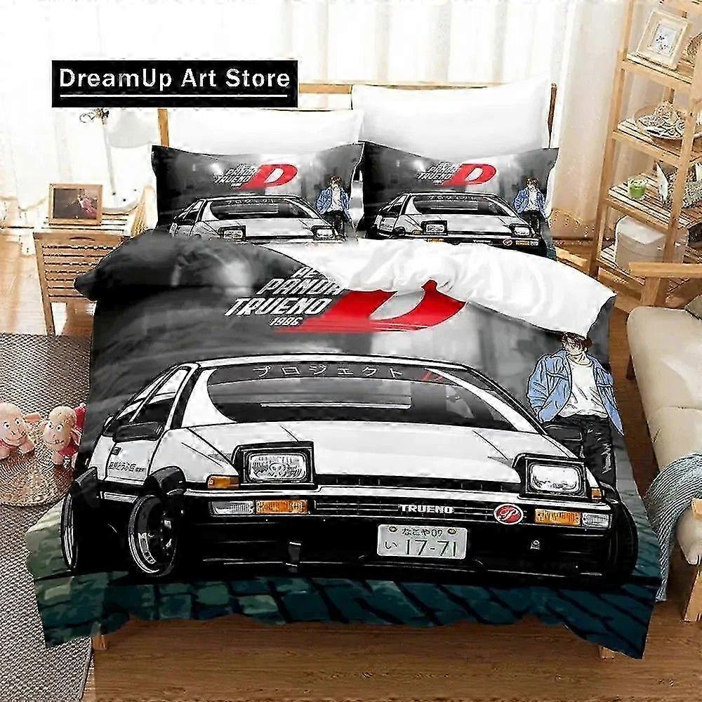 Fashion Initial D Inspired Bedding Set for Boys and Girls in Twin, Queen, and King Sizes �C 3-Piece Bed Set with Duvet Cover and Pillowcase f