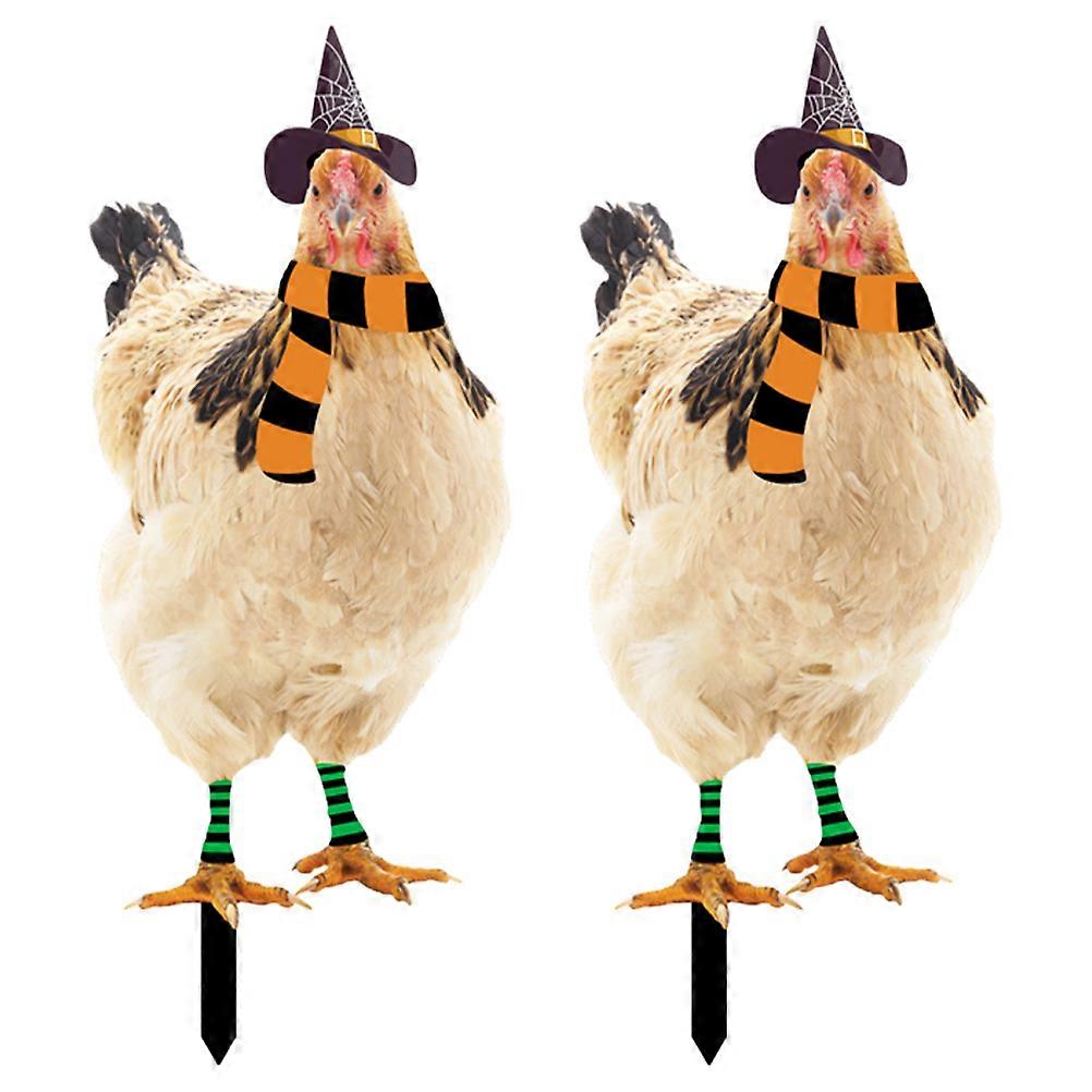 Funny Garden Decor Chicken Sign Stake 31.00X12.60X0.30CM Acrylic Outdoor Display 2Pcs