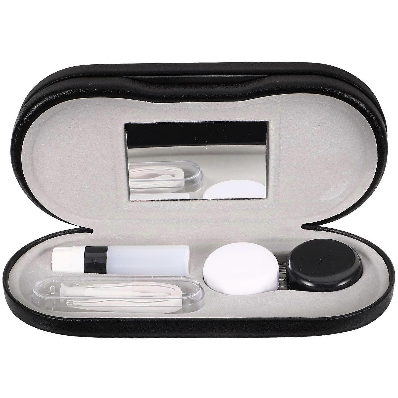 Lightweight Hard Shell Glasses Organizer Case Durable PU Material, Double Layer Design for Travel and Home Storage