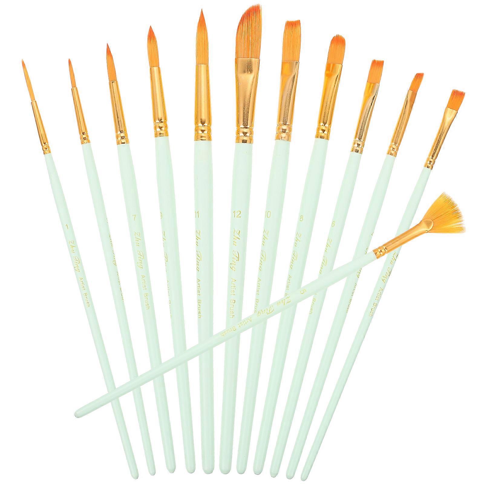 Oil Painting Brush Artists Beginners Art Students Simple Handle Design Streamlined Shape 12Pcs