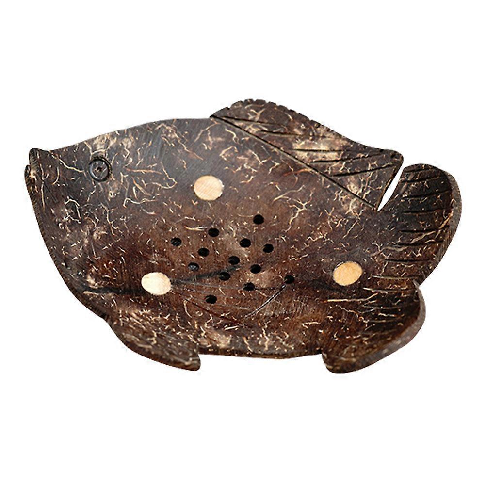 Coconut Shell Soap Holder for Bathroom Storage Dark Brown Practical Novel Design 6x4x2 inches