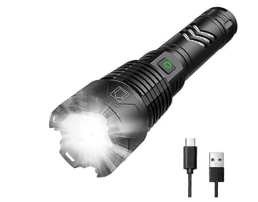 Flashlights, Waterproof 100000 Lumen Super Bright Flashlight with & USB Cable, Powerful Handheld(Black)