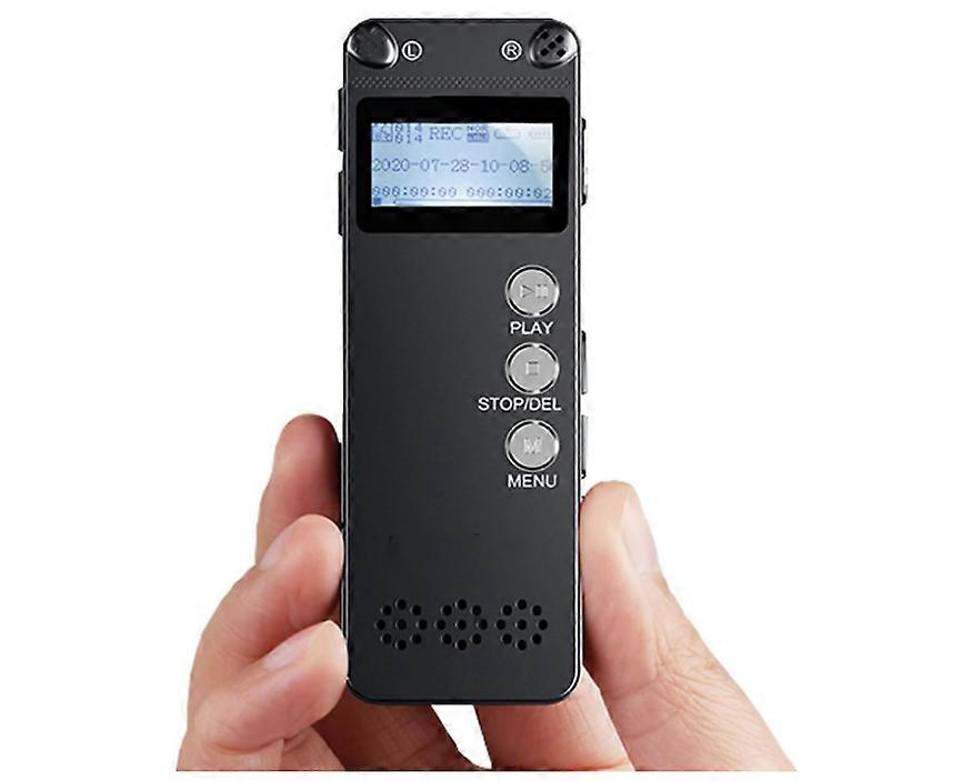 Digital Voice Recorder, USB Professional Dictaphone Voice Recorder with MP3 Player, Voice Activated Recorder with Rechargeable, 16GB(Black)