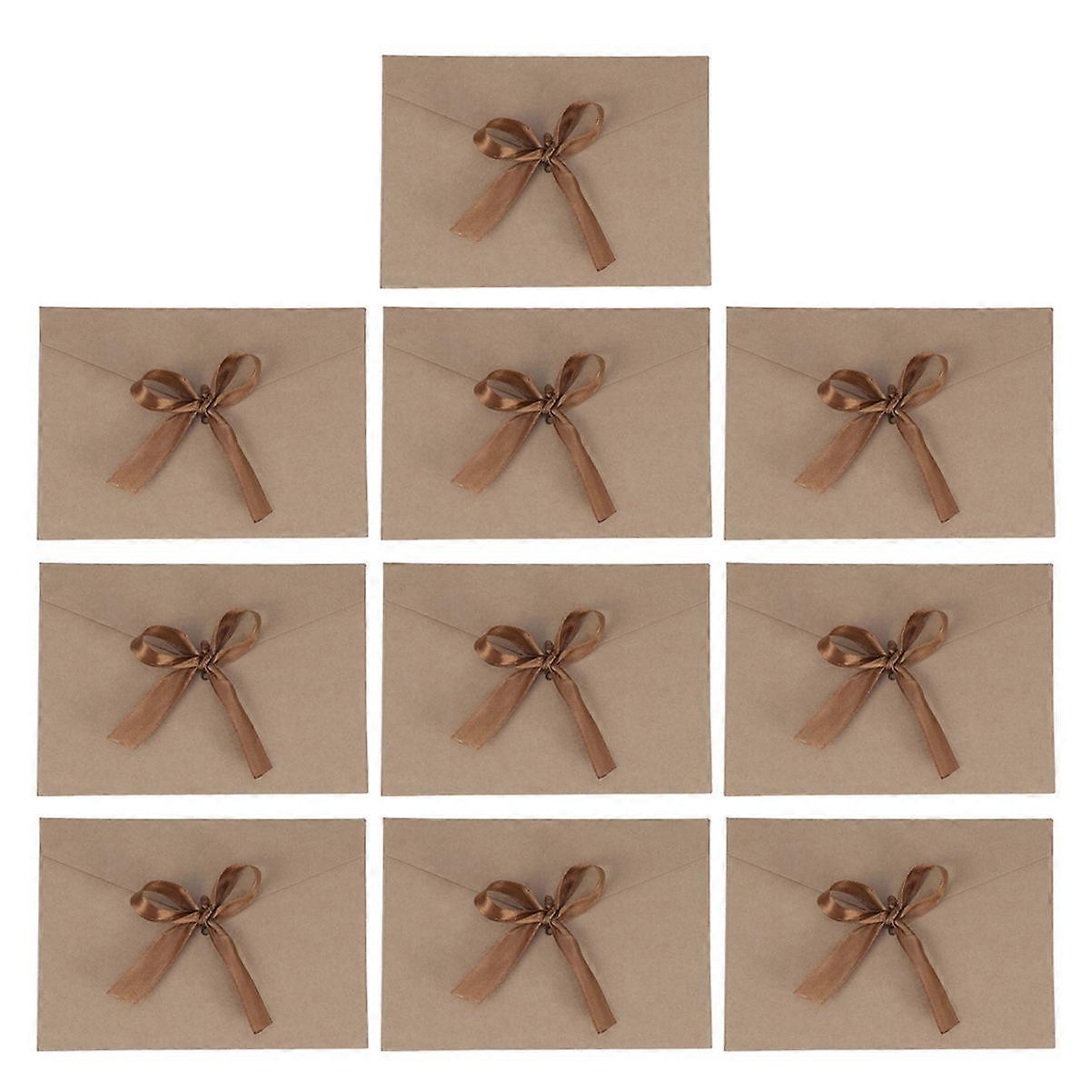 Creative Bow Retro Envelopes for Wedding Invitations 10Pcs Khaki