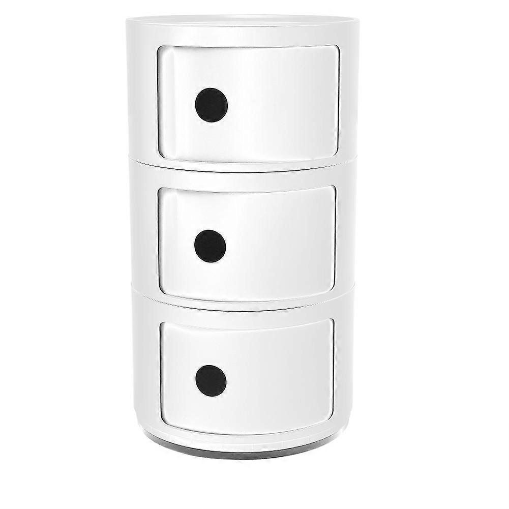 Table de chevet moderne multifonctionnelle avec rangement circulaire (blanc)