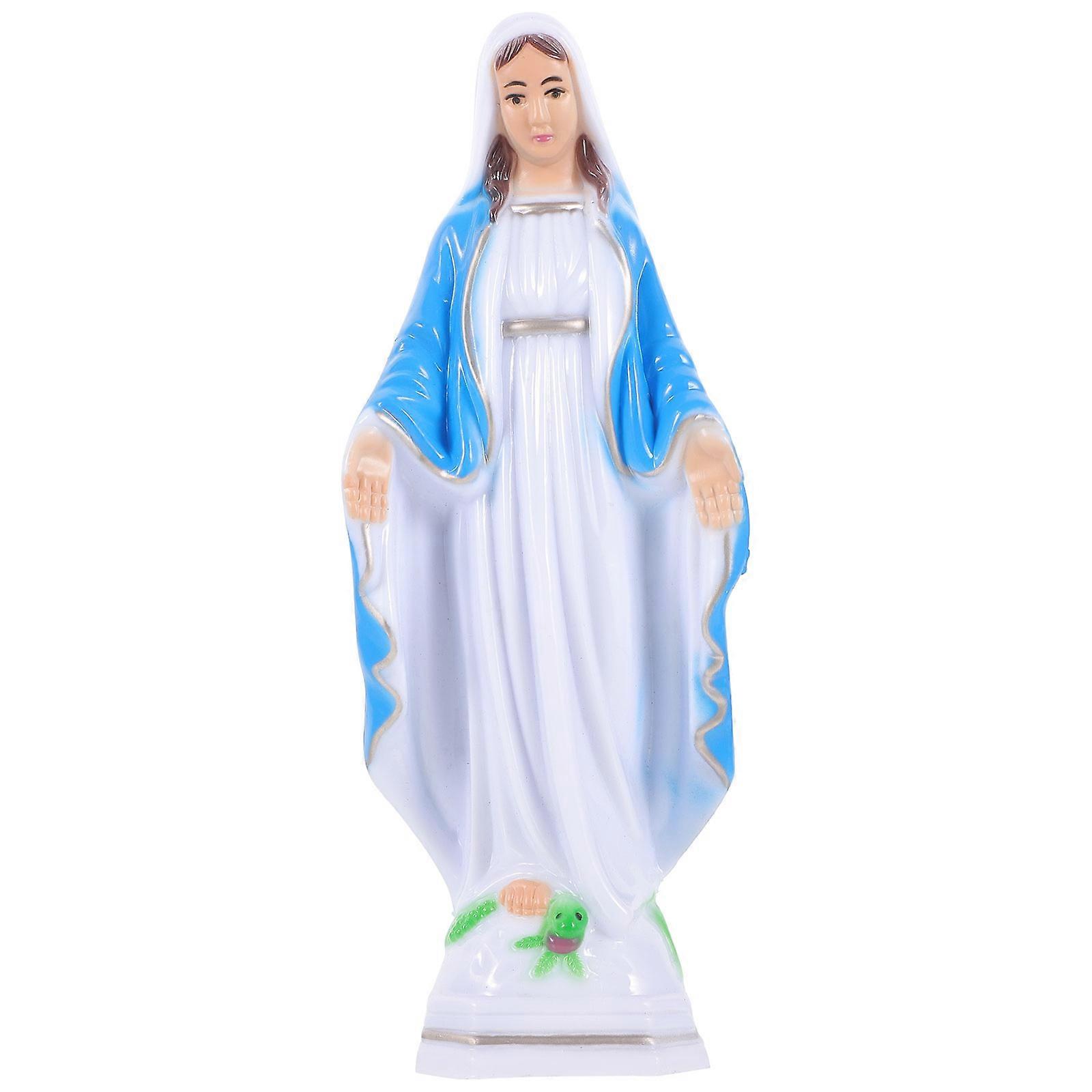 Blessed Mother Statue Virgin Figurine Desktop Ornament Bedroom 9.8X3.5X2.6in Miniature Catholic Believers 1Set