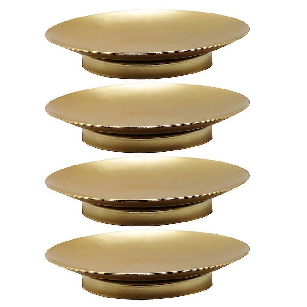 Candlestick Trays Candle Plate Round Iron Electroplating Process Home Decoration 4Set