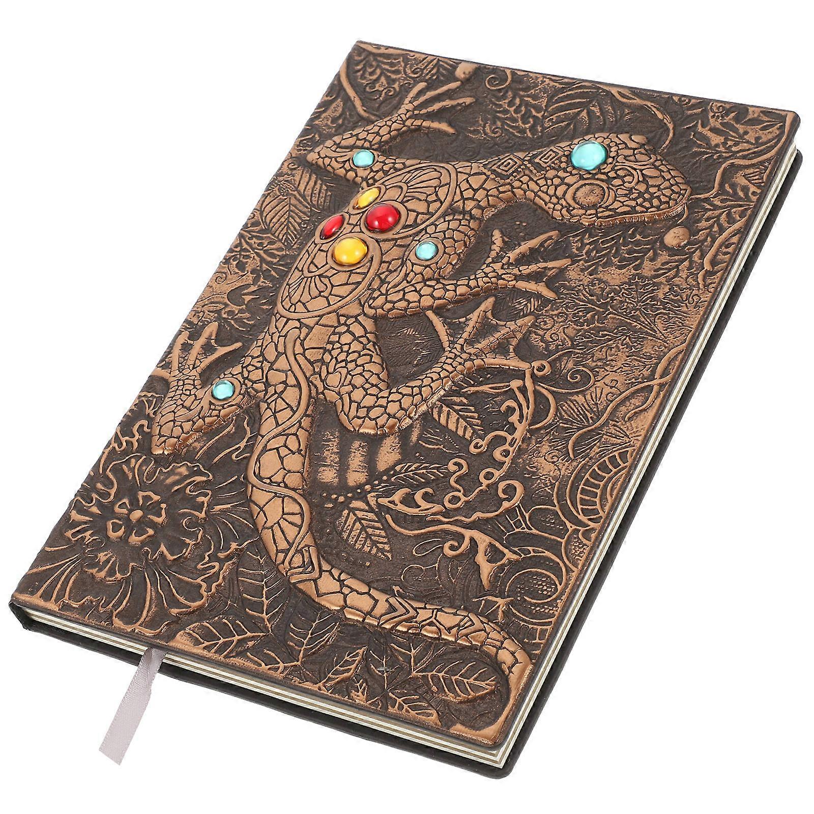 Students Notebook Diary Planner Rectangular Sturdy Cover Dark Brown Leather Writing 1Pack