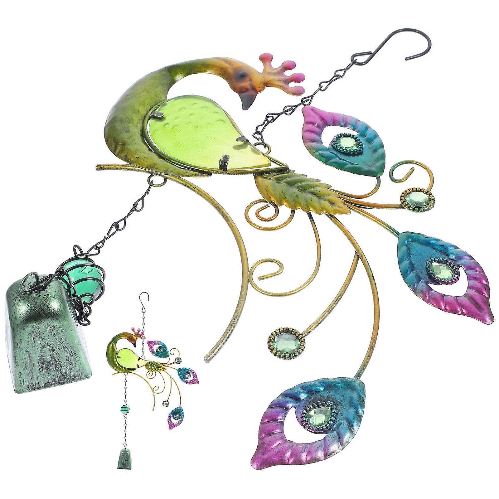 Peacock Wind Chimes Pendant Sound Production Garden Decorative Style Outdoor Use 45x26cm 1Pack