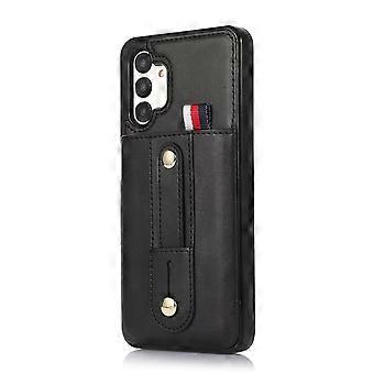 Case For Iphone 13pro Black Card Slot Ring Leather Holder Wallet Zz192