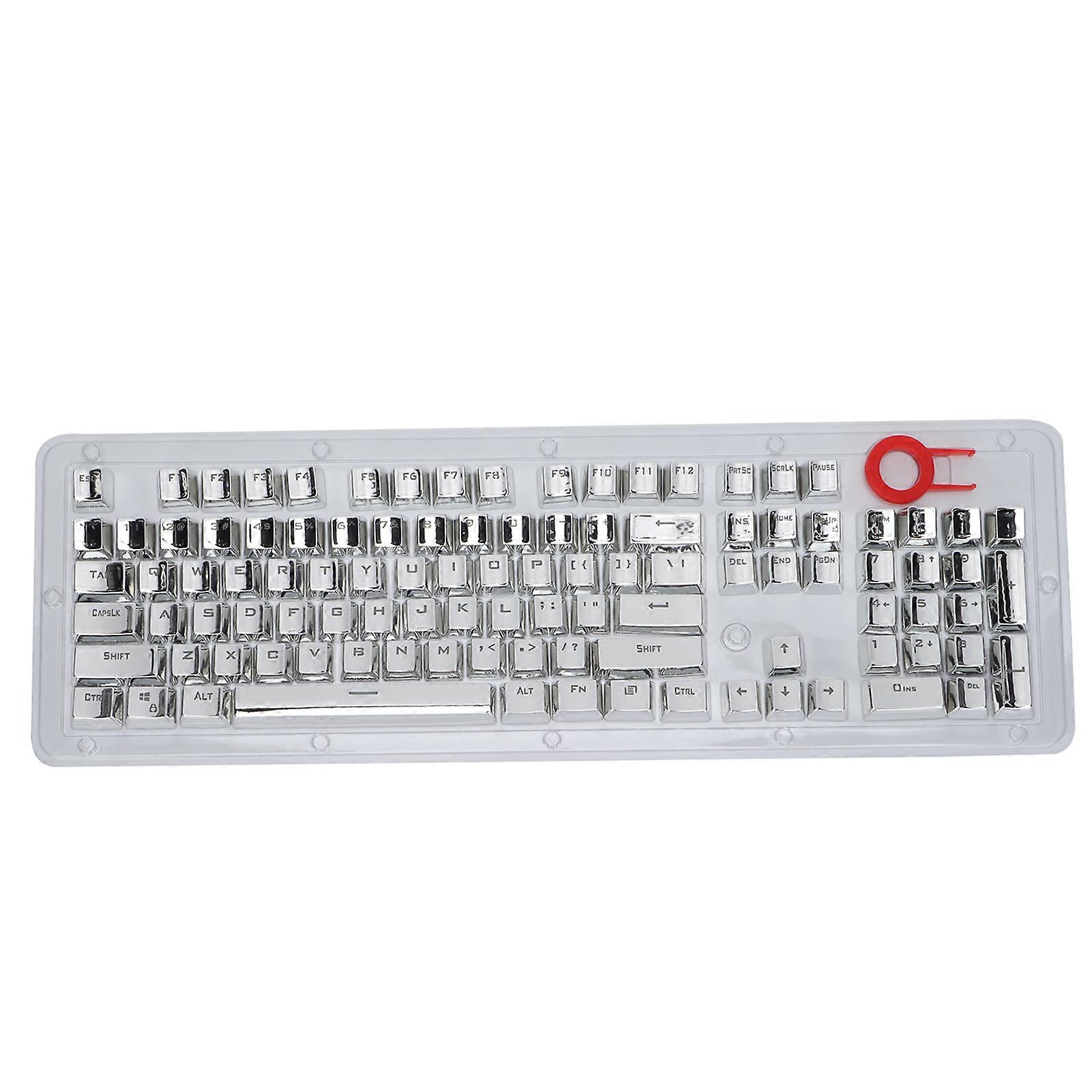 104Pcs Keycaps Metallic Durable Stable TwoTone Translucent Backlit Mechanical Keyboard Caps(Silver )