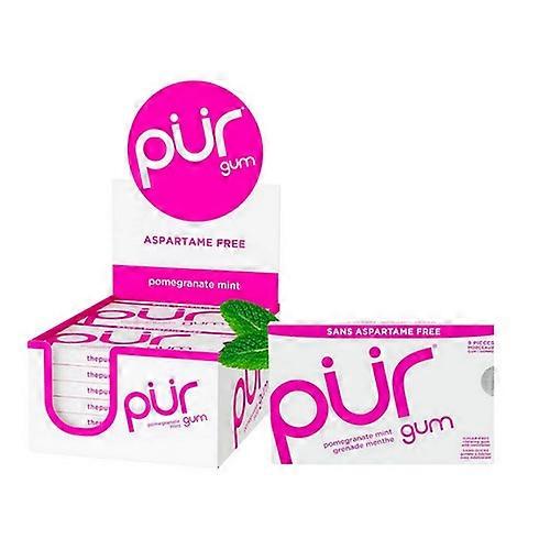 Pur Gum Pomegranate Mint Chewing Gum, 9 Pieces (12 Count) (Pack of 3)
