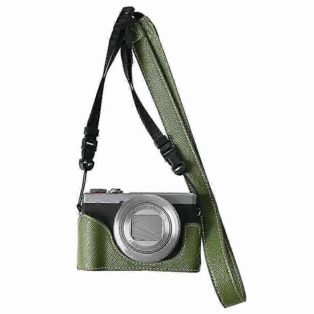 Camera Case with Shoulder Strap Leather Cover for a Certain Brand's PowerShot G7 X Mark III and G7 X Mark II - Green