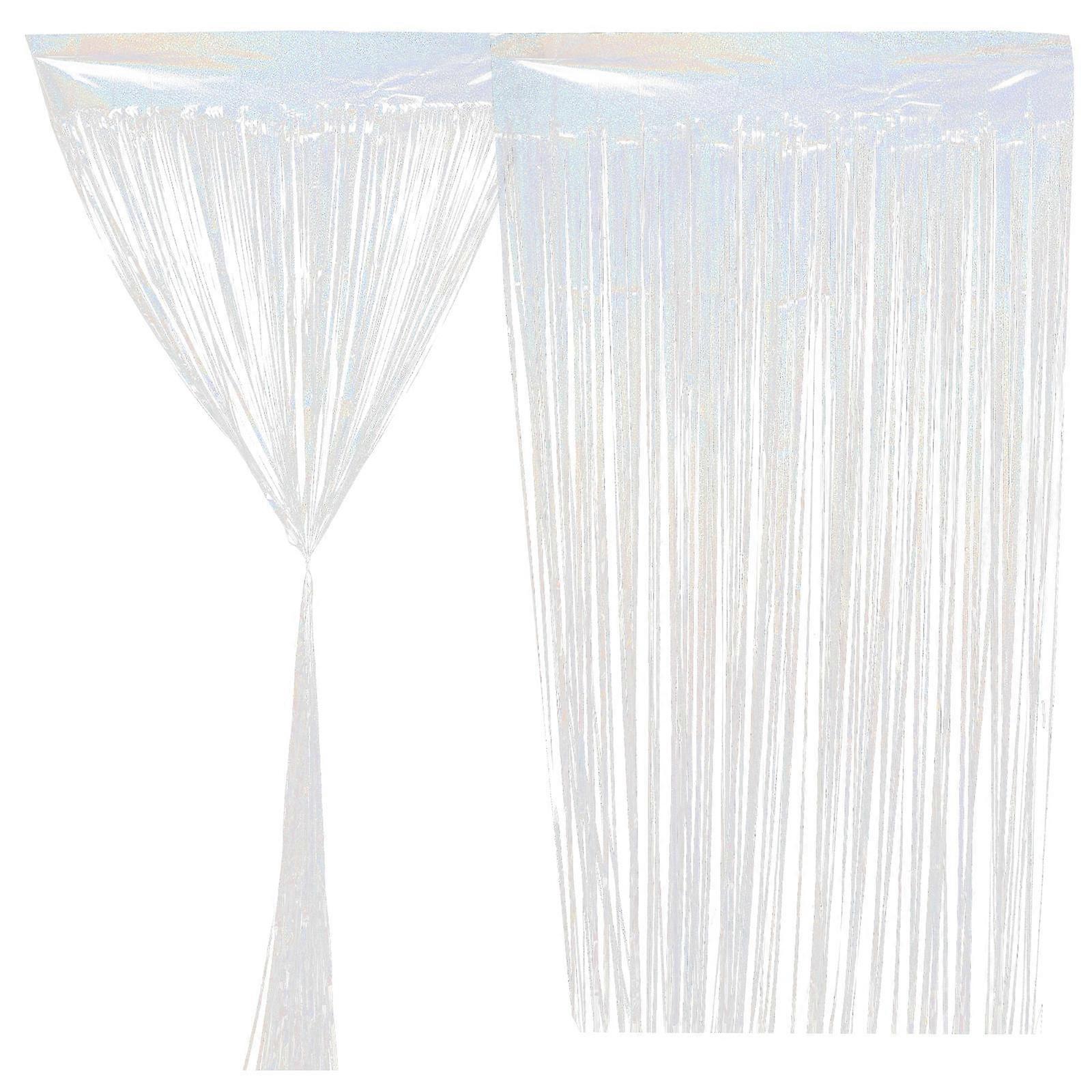 2pcs Fringe Backdrop Curtains Metallic Tinsel Streamer Decoration for Birthday, Wedding & Festive Celebrations – Shimmering Silver