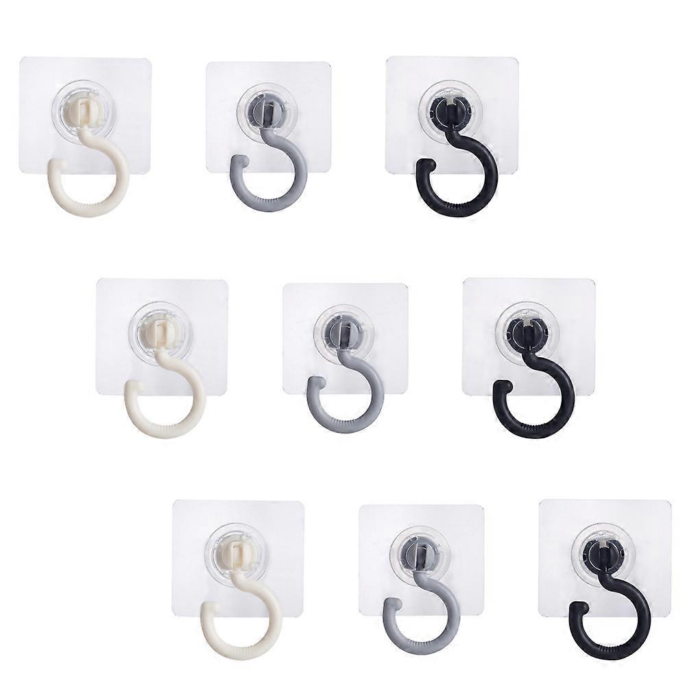 Self-Adhesive Hooks Wall Hooks For Bathroom Shower Wall Hooks Houseowners Strong Adhesive Rotatable Design 9pcs