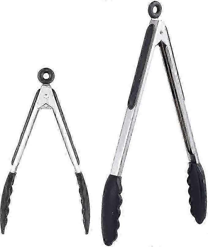 pinzas De Cocina, Pinzas Para Barbacoa En Acero Inox Y Silicona, Pinzas Para Ensalada Y Servir Con Consejos Sin Rasguos Y Mangos De Cojn