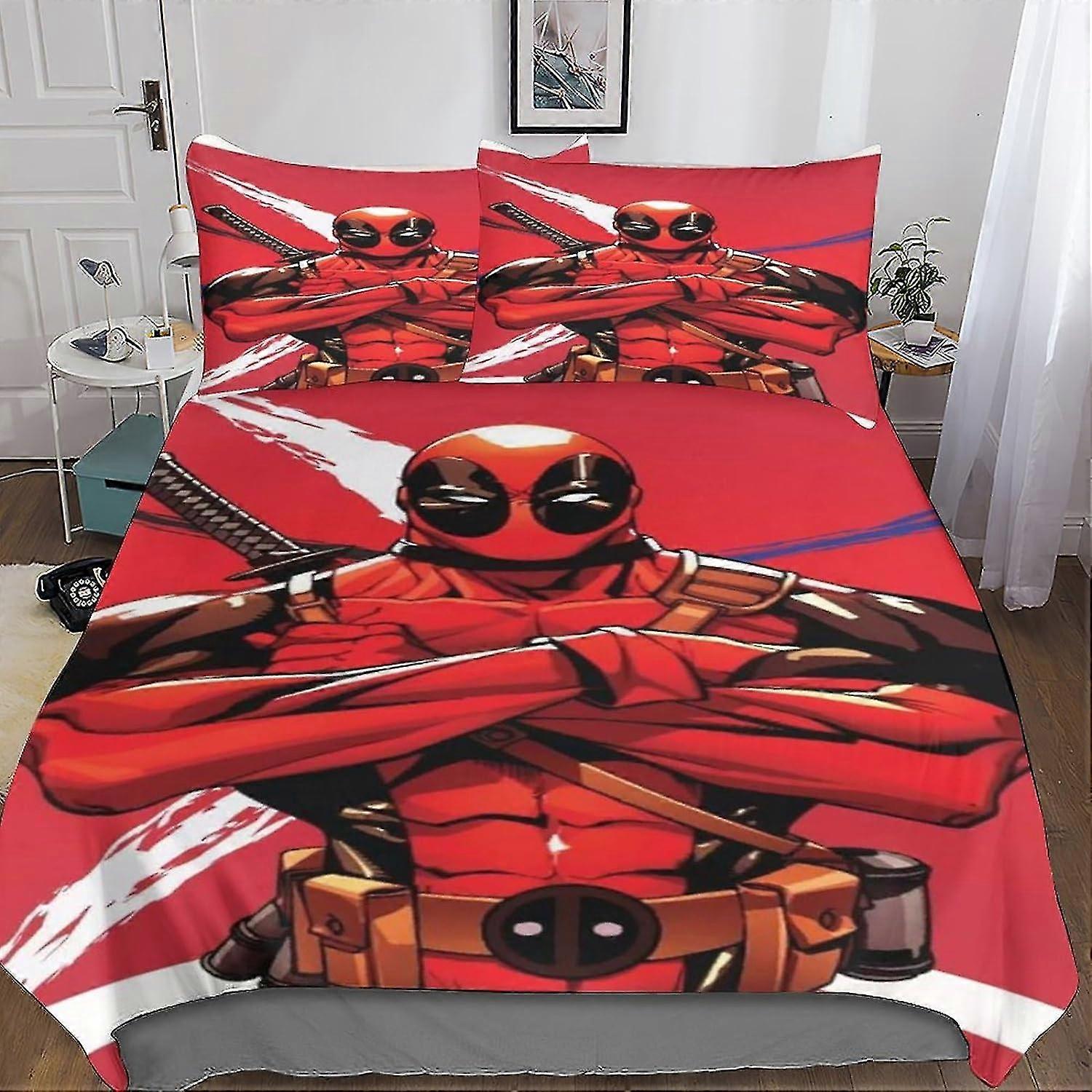 3D Superhero Duvet Cover Bedding Set with Pillowcases, Soft Microfiber Quilt Cover with Zipper Closure, Suitable for Certain Brands, 3 Piece