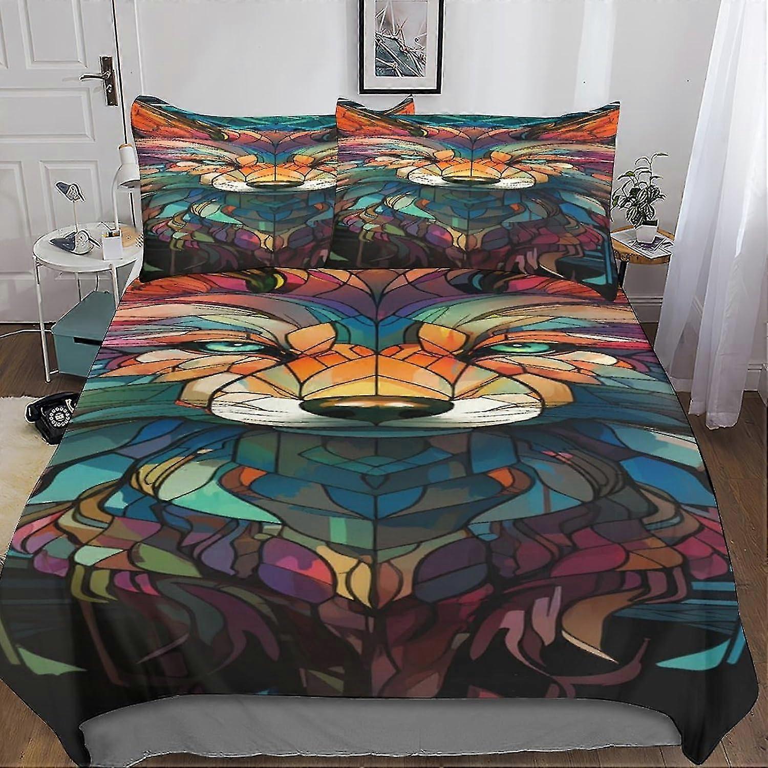 Capa de conjunto de cama 3D colorida - Capa de colcha de microfibra macia de 3 peças com fecho de zíper para crianças