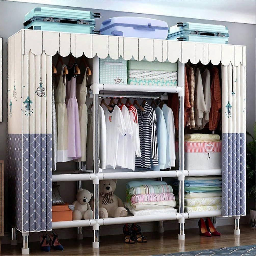 Fabric Wardrobe, NonWoven, 205x46x172cm, Portable with Hanging Shelf