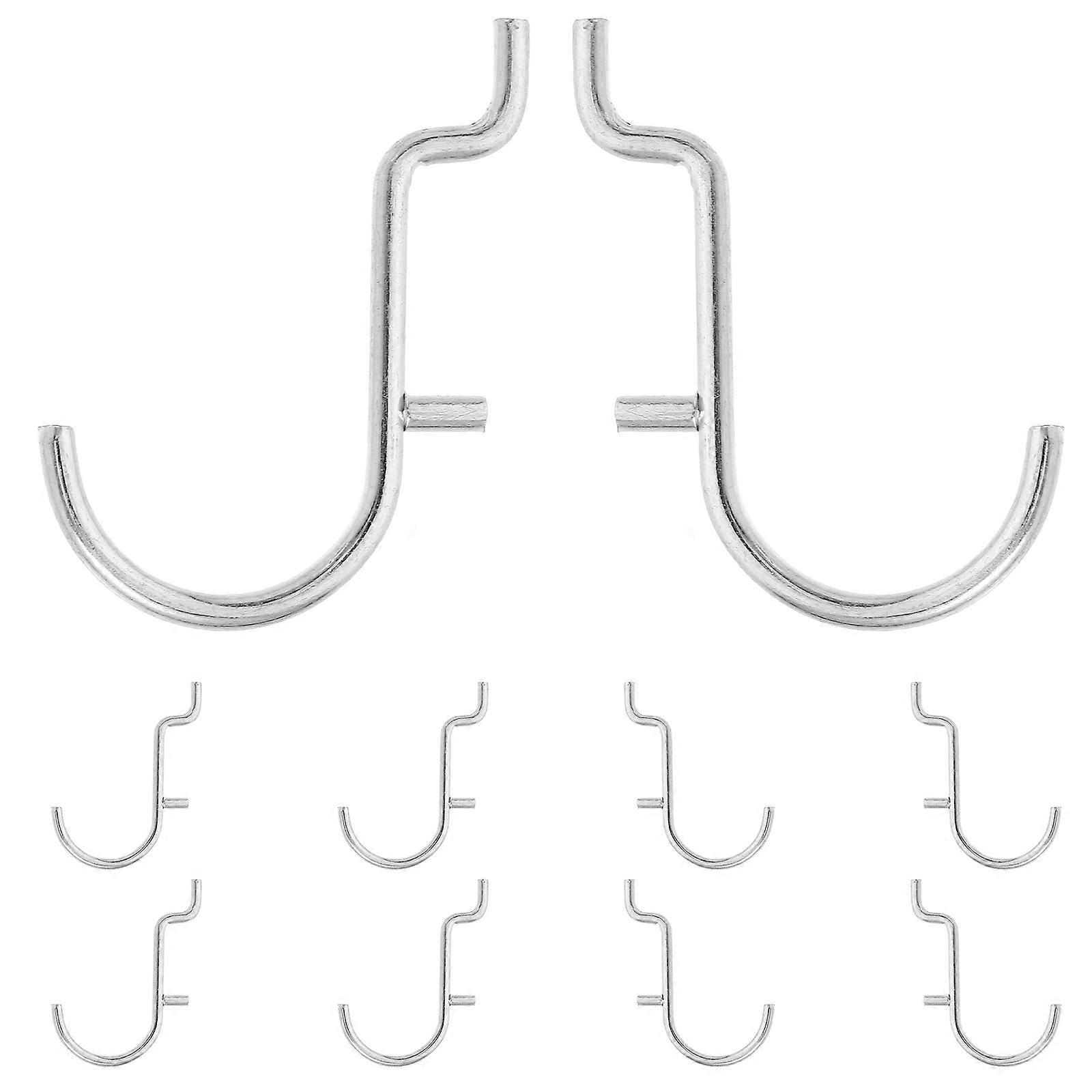 Hooks For Pegboards Storage Modern Sleek Bedroom Metal Pegboard Hooks Silver 10Pcs
