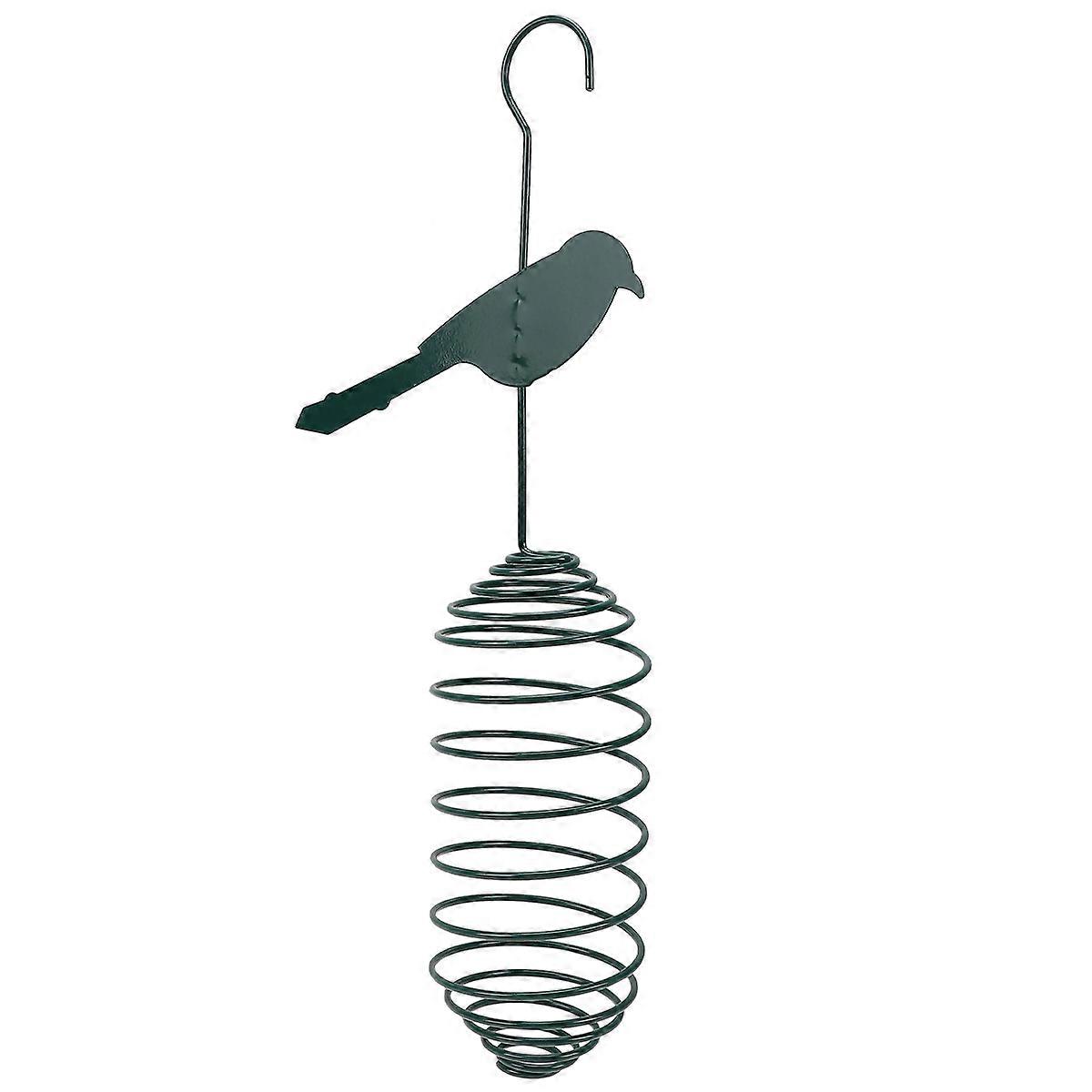 Durable Iron Spring Bird Feeder Cage with Skid Grip Portable Hanging Suet Holder for Outdoor or Indoor Use, Holds Fruits, Cakes, and Nesting