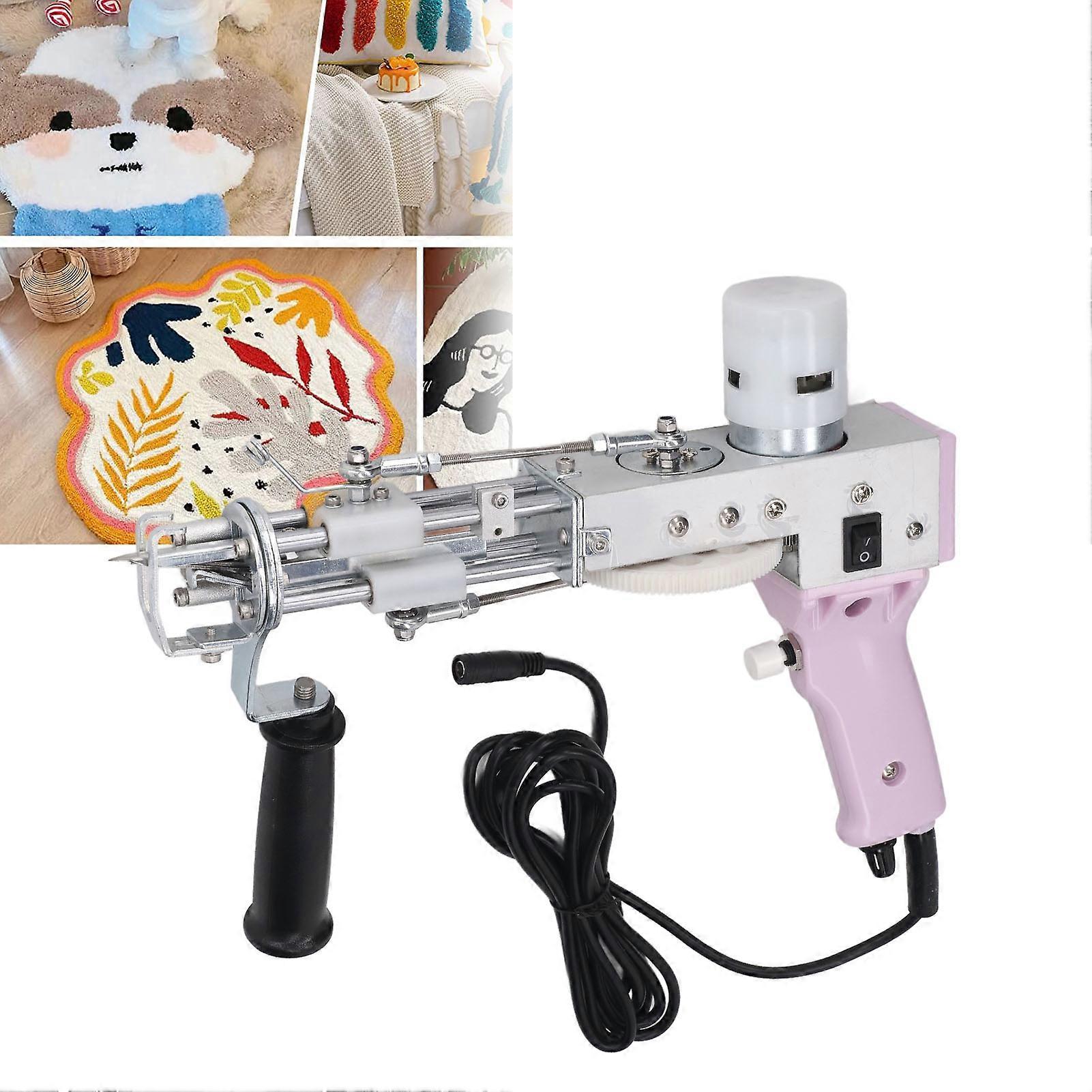 2 in 1 Rug Tufting Machine DIY Hand Crafted Adjustable Speed Electric Carpet Gun Machine for Beginner 100‑240V Purple UK Plug