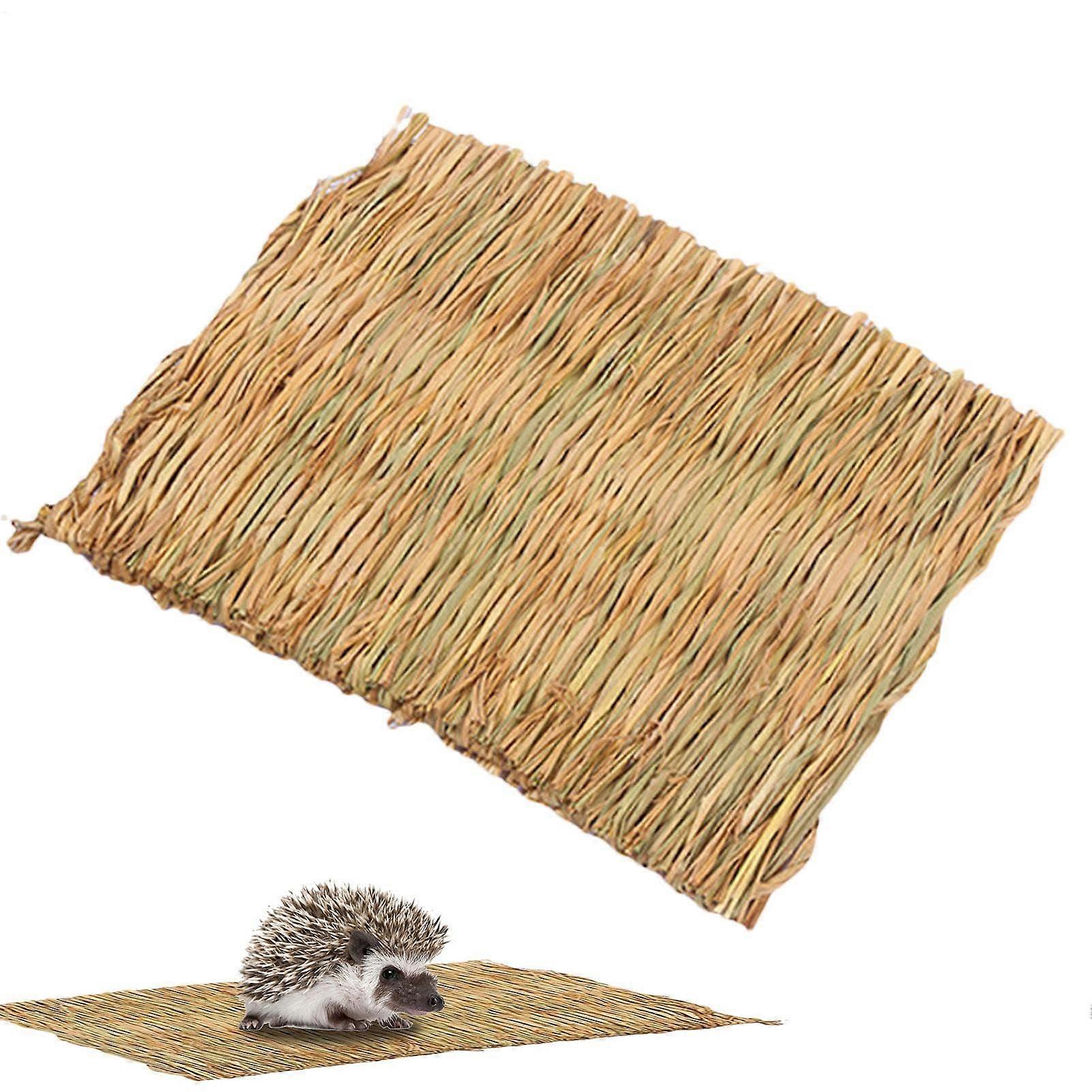 Cat Grass Mat  Braided Resting Pad, Soft Chew Mat with Natural Grass Litter as Sleeping Spot and Play Area for Cats, Dogs, Large Straw Mat