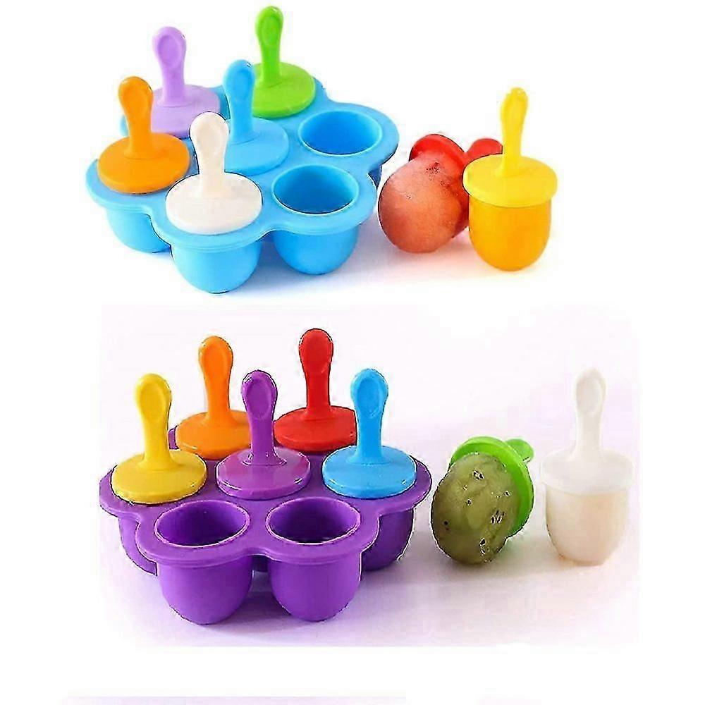 Silicone Ice Cube Molds with 7 Holes - Fun DIY Popsicle Shapes for All Ages