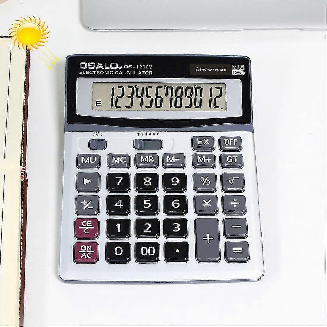 OSALO OS-1200V 12 Digits Desktop Calculator Solar Energy Dual Power Calculator