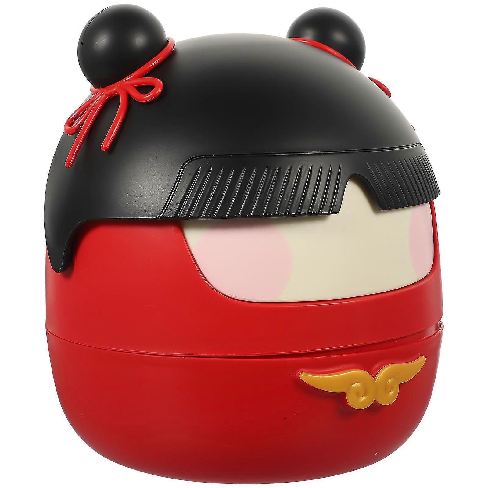 Tabletop Trash Can Doll Shaped Trash Can Simple Desktop Trash Can Small Storage Bin Red 17.5X15.5X15.5CM Coffee Grounds Collection 1Set