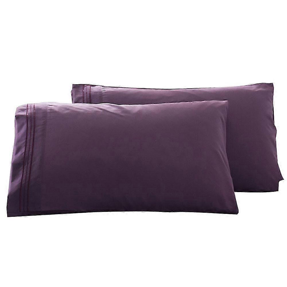 2Pcs Purple Queen Size Solid Color Pillow Cases - Stylish Bedroom Decor