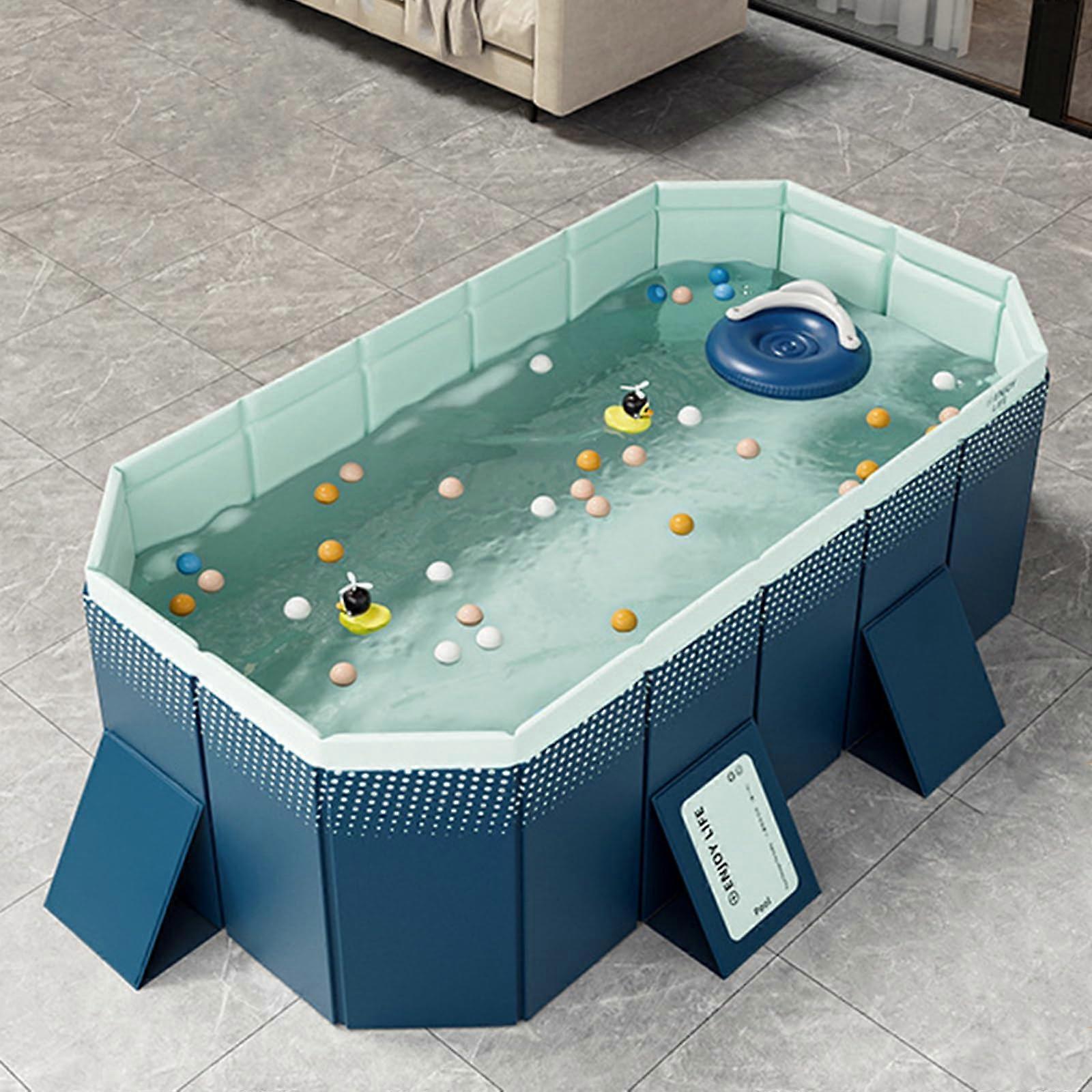 Collapsible Swimming Pool 2.1m, Thickened Portable Bathing Pool for Adults and Dogs in Garden or Backyard