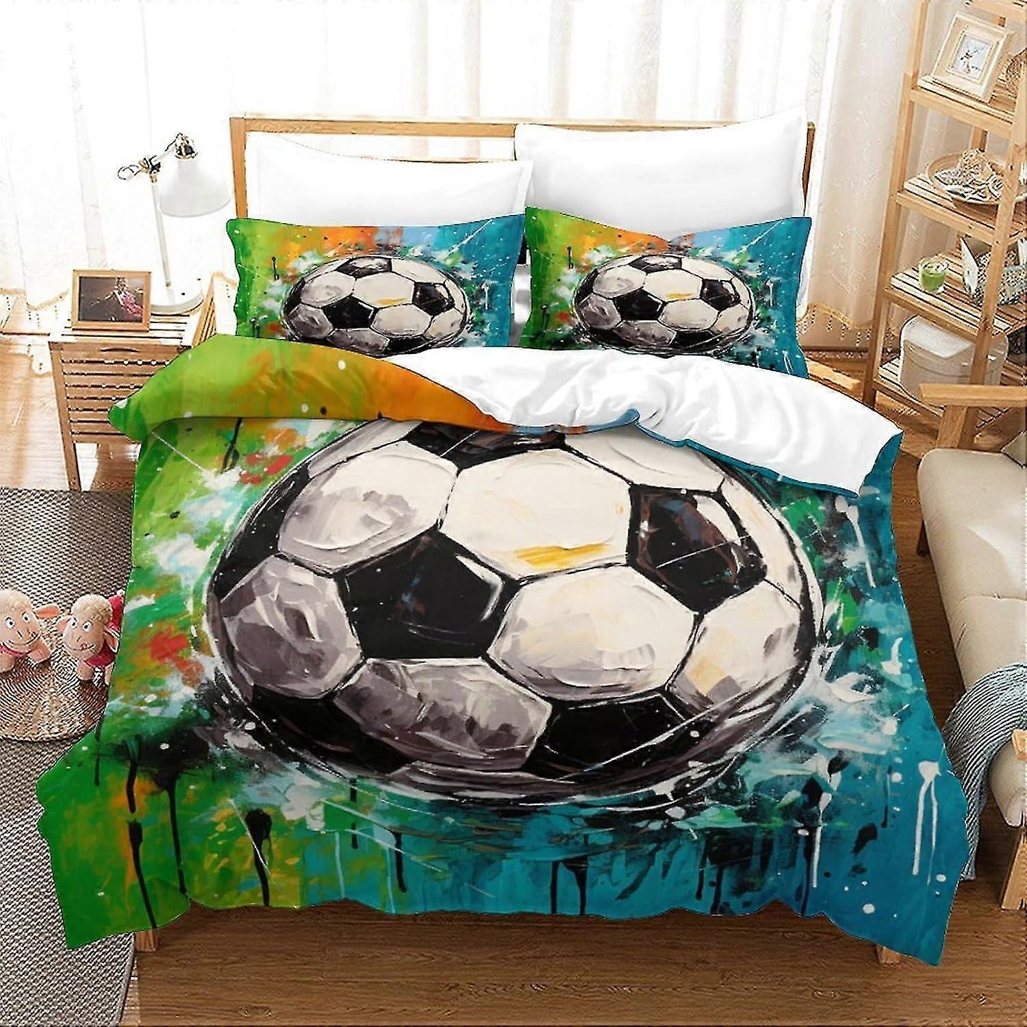 Anime Football Duvet Cover Sets for Kids' Bedding, Soft and Breathable 3D Print Quilt Cover with Pillowcase