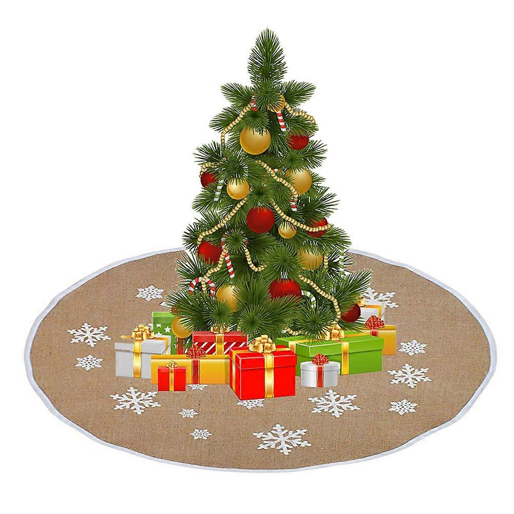 Chic Tree Skirt Linen Christmas Celebration Home Decor Round Apron Wrap 120CM Size Suitable For Hotels And Homes 1Pack