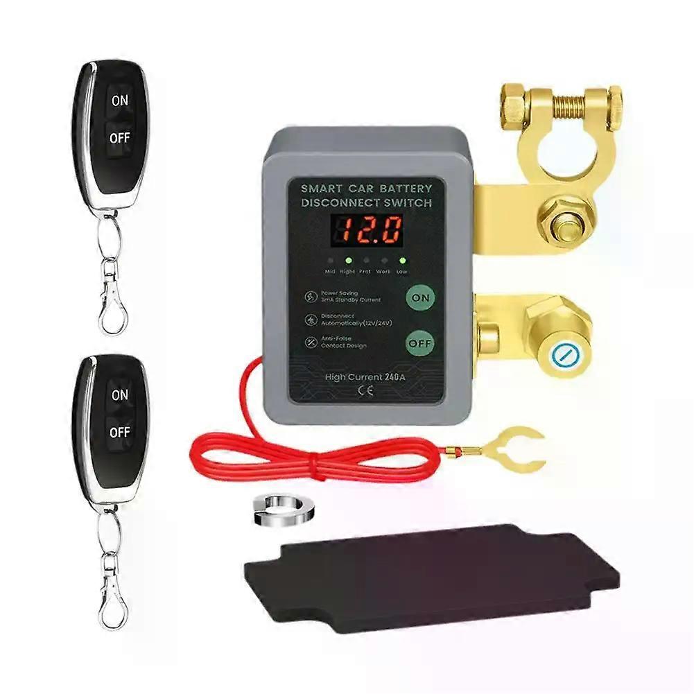 Car 240A Kill Switch 12V Remote Battery Disconnect Switch With Led Voltage Display Automatic Power Shut Off Switch Auto Tool