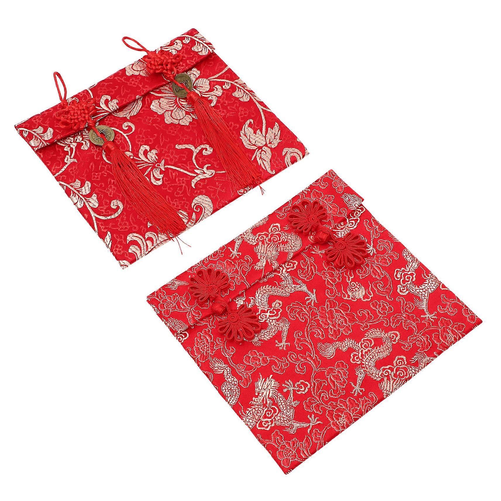 Red Envelopes for Chinese  Year 2Pack Wallet Embroidered Designs for Bachelorette Parties