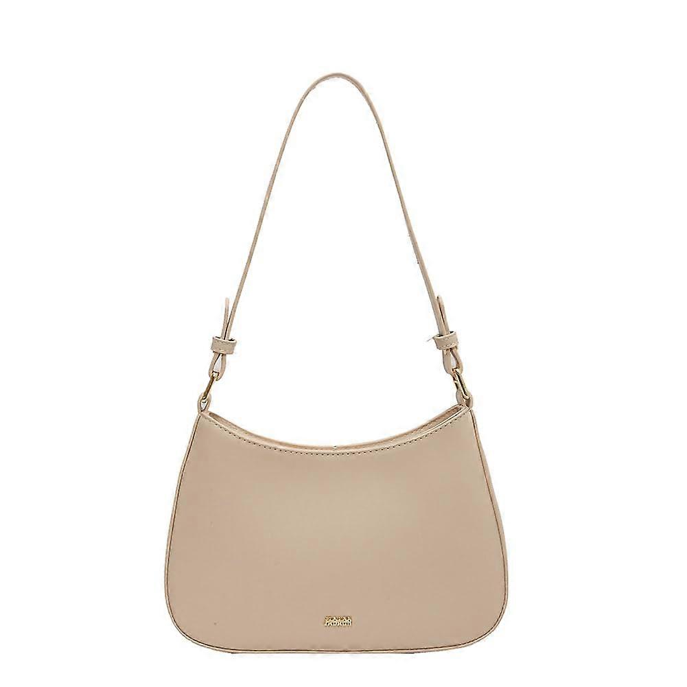 PU Leather Large Capacity Shoulder Bag for Women, Vintage Beige Plain Design, Simple Single Shoulder Tote Bag