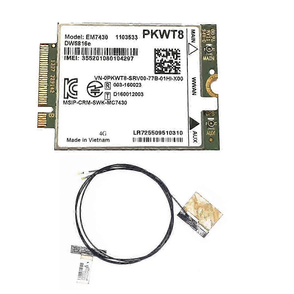 EM7430 DW5816E 4G LTE Module+2XAntenna GOBI6000 for Dell Latitude 7280 7285 7290 7389 7390 7480 7490
