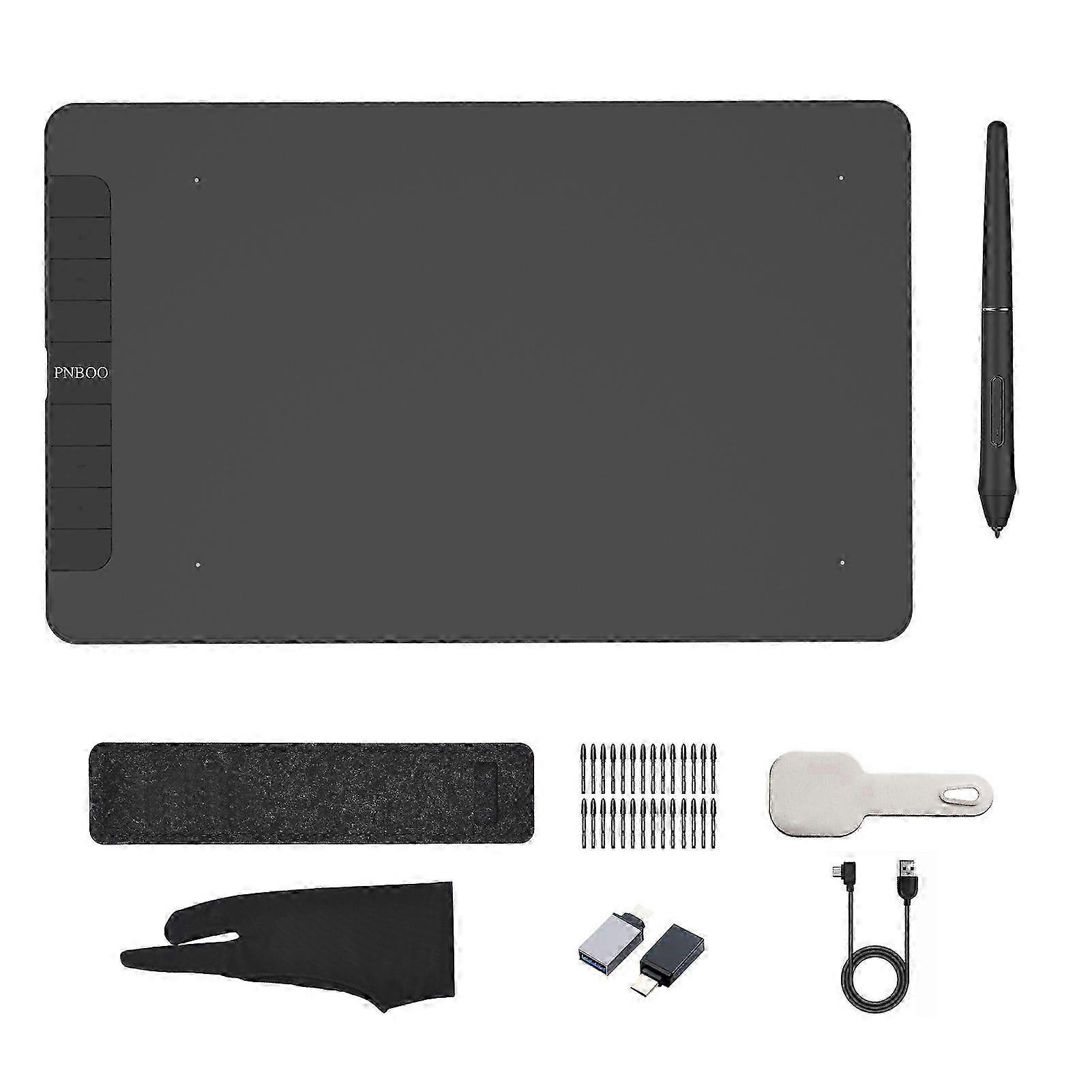 2025 Graphics Drawing Tablet 10x6in Active Area 8192 Levels Pressure Tilt Function Art Animation Drawing Board with Passive Pen and 28 Pen Nibs for La