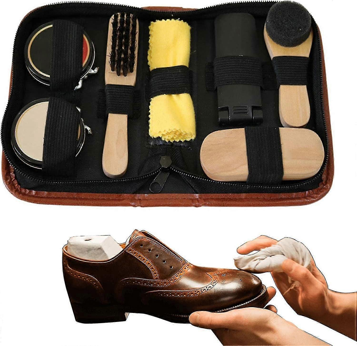 طقم تنظيف التمهيد الجديد | طقم فرشاة تلميع الأحذية الاحترافية مع ملمع أحذية أسود عديم اللون | أداة تنظيف الأحذية المتينة لاستعادة الأحذية الباهتة