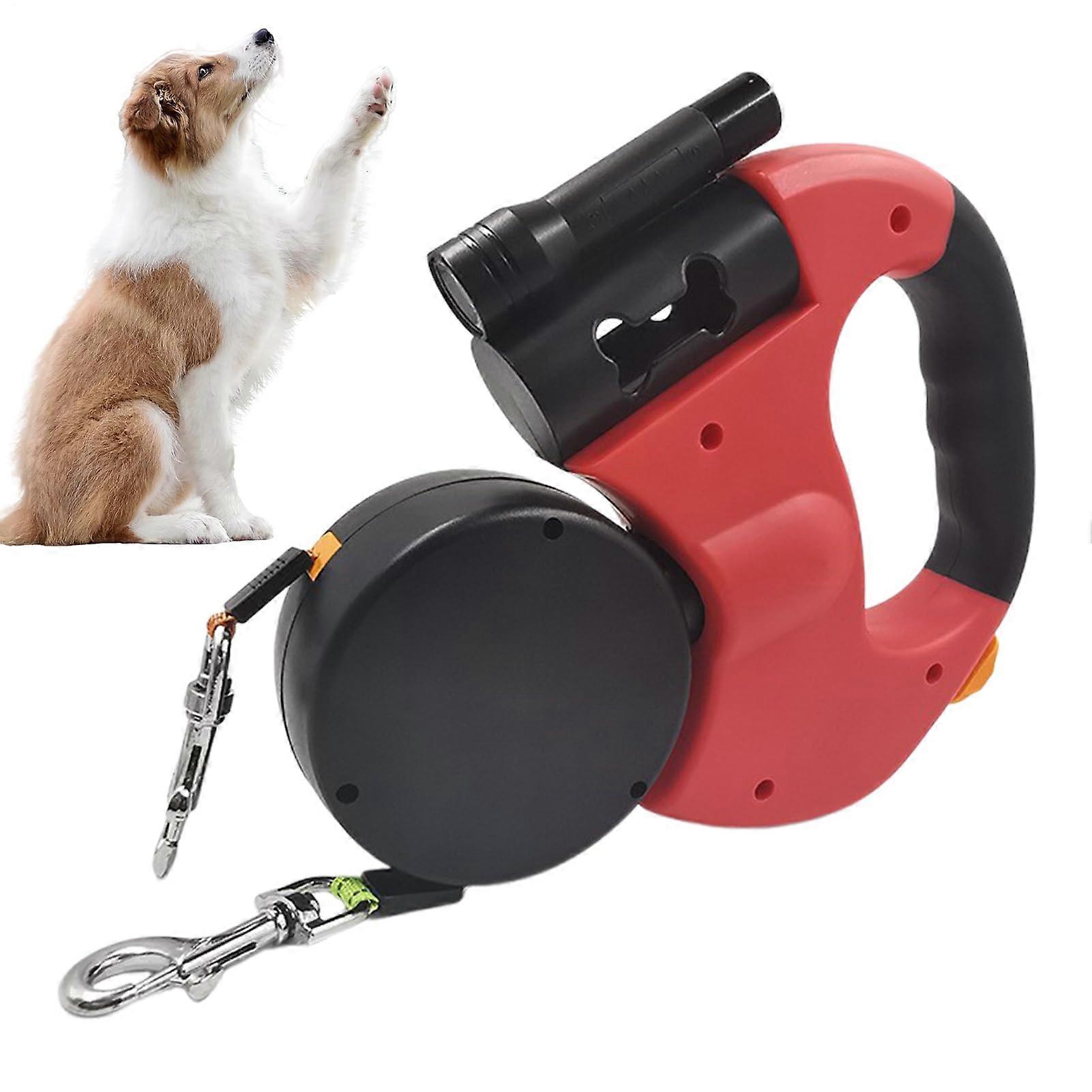 Dog Leash - Double Leash for Two Dogs | Retractable Training Equipment for Jogging, Running, and Outdoor Activities in Red