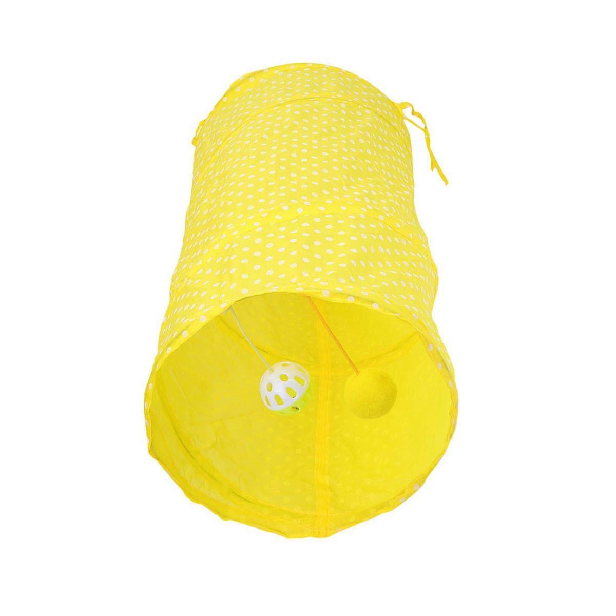 Durable Funny Foldable Cat Tunnel for Kittens with Hanging Ball Creative Pet Plaything Supplies Yellow
