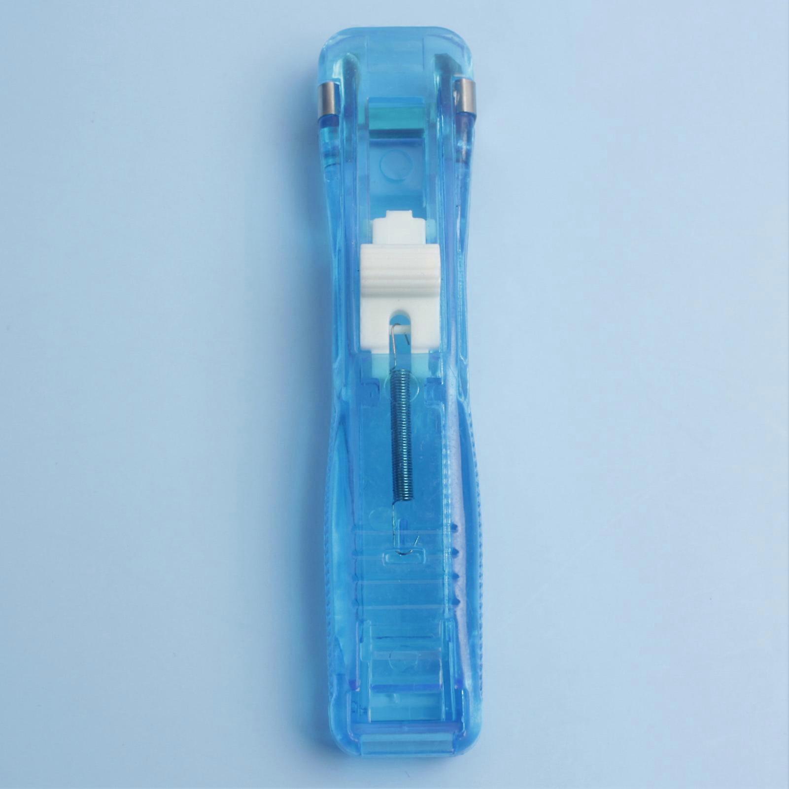 Clam Clip Dispensers Recyclable Handheld Paper Clam Clip Dispenser Push Stapler for Home School Blue
