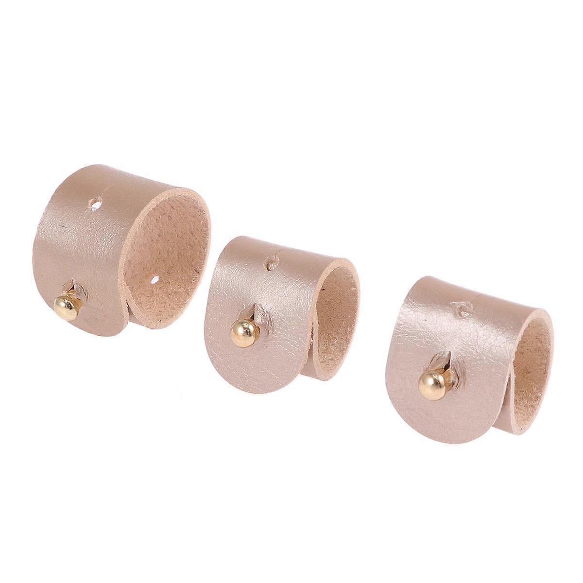 Charging Cord Organizer Pu Leather Data Cable Holder Wire Management Earphone Winder Cord Keeper For Desk 3Pcs Golden