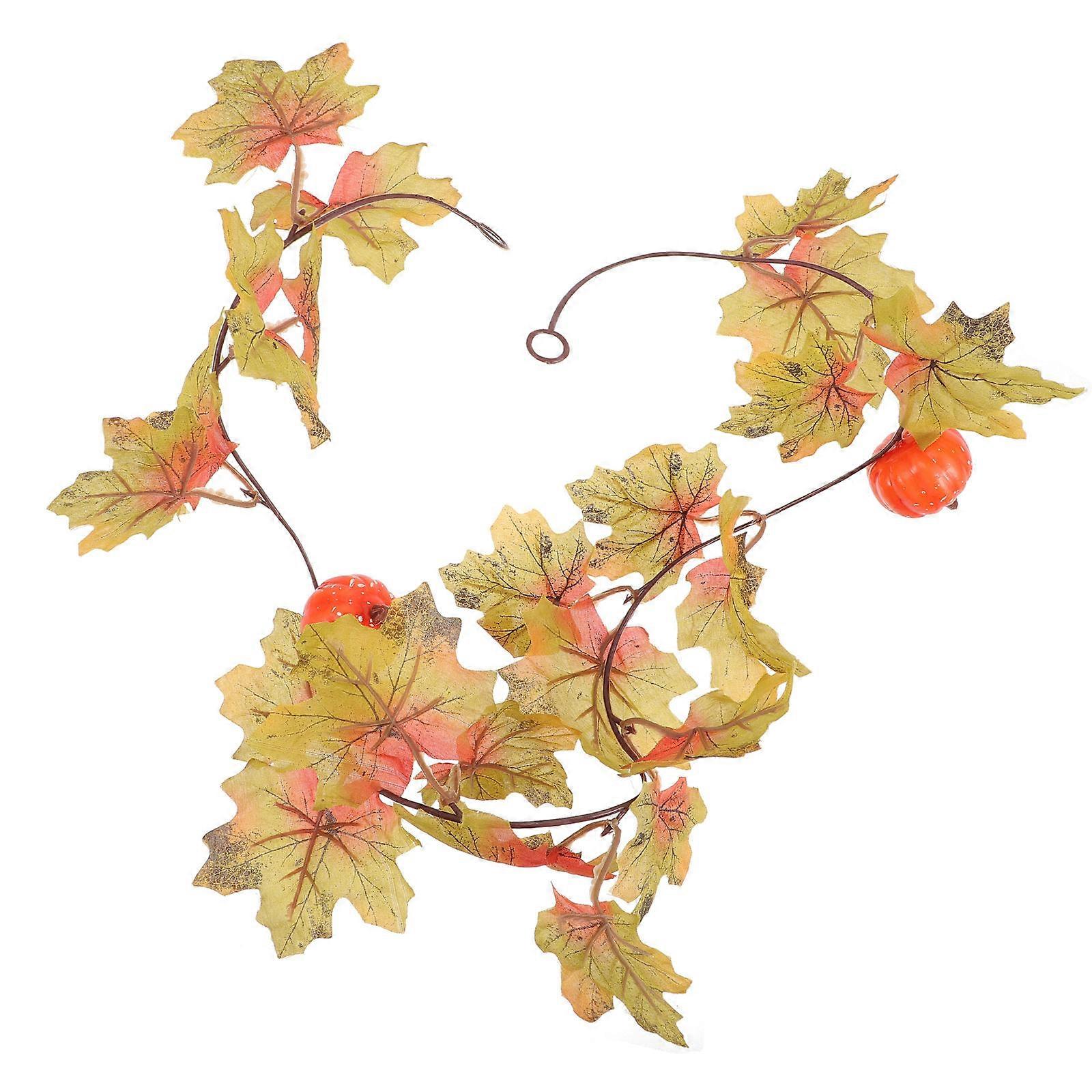 Simulation Maple Leaf Garland Pumpkin Rattan for Fall Decor