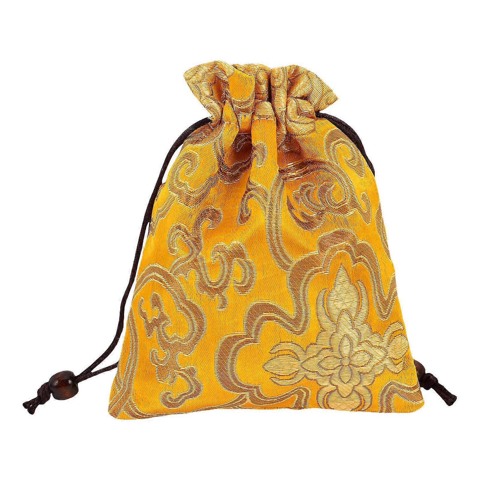 Red Silk Drawstring Jewelry Bag for Storage Durable Portable Small Pouch 7 Inch