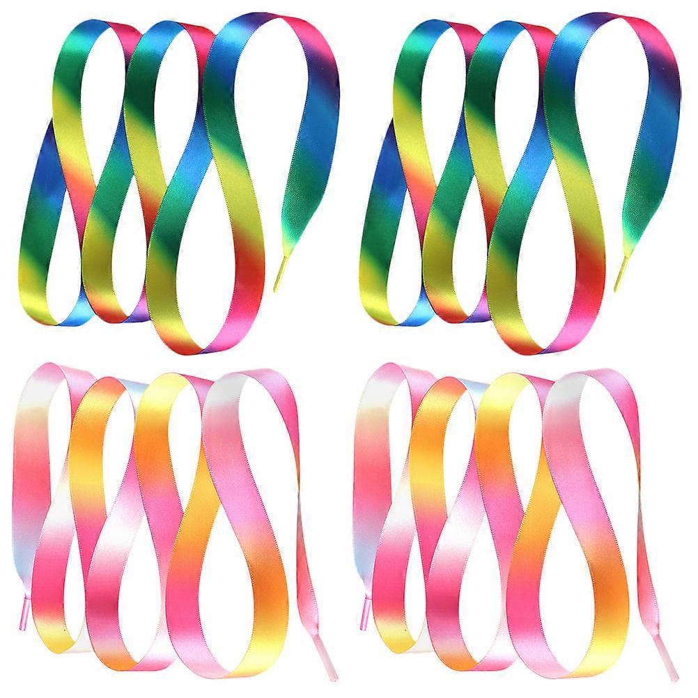 Rainbow Shoelace Polyester Shoe Tie for Shoes Use 2Pairs with Assorted Colors