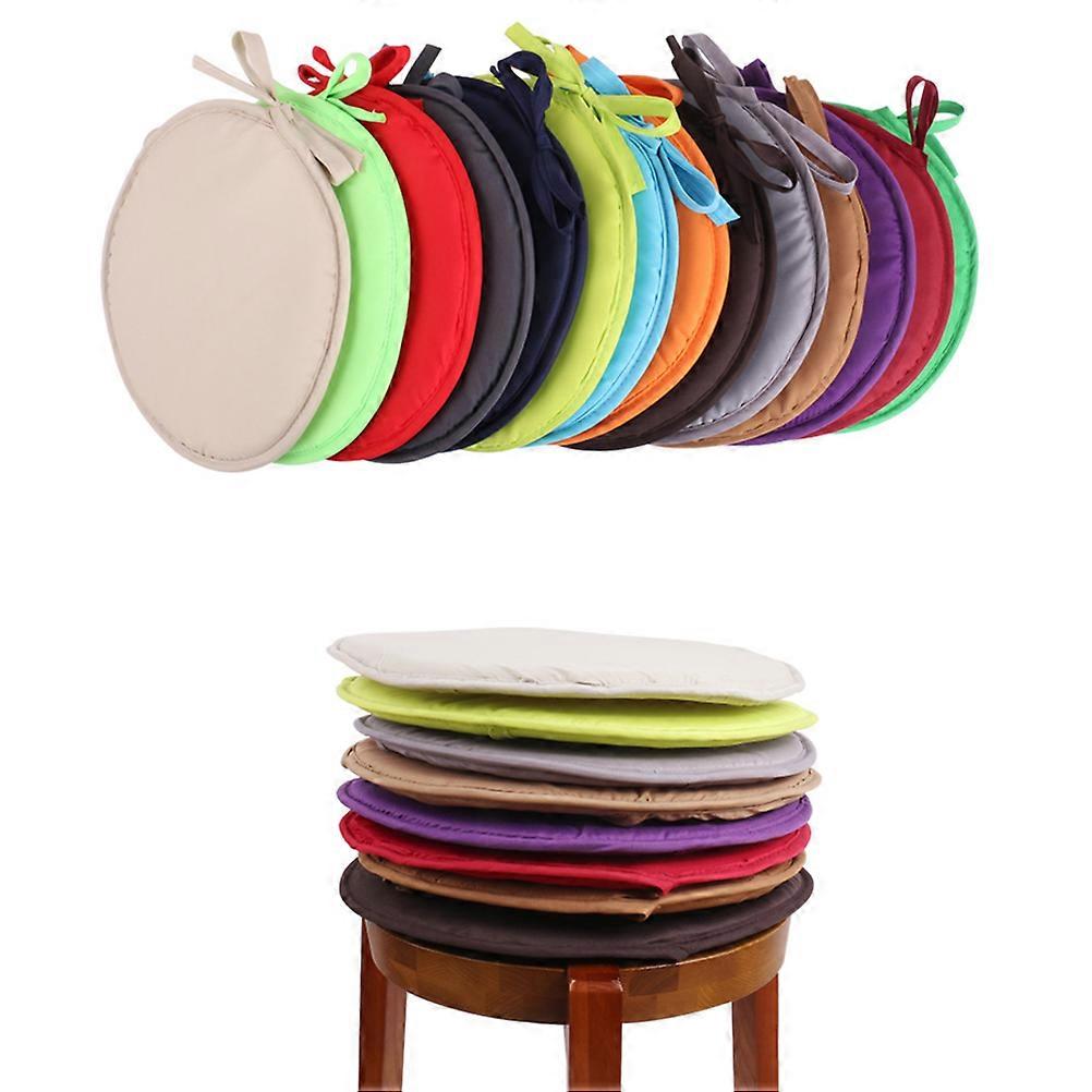 Blue Round Seat Cushion with Straps for Home Use Made of Polyester and Sponge 38CM Diameter