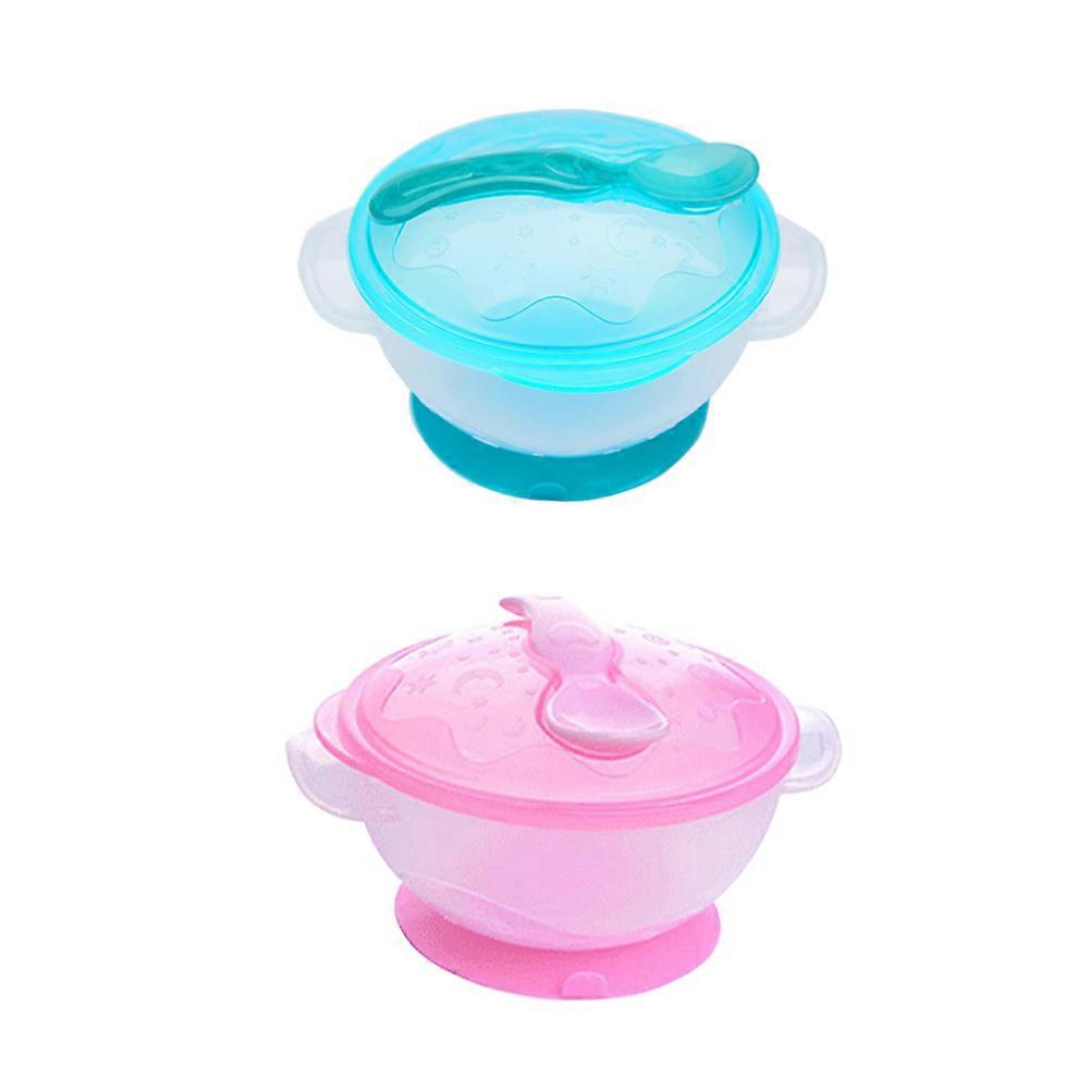 Baby Feeding Bowl with Temperature Sensing Spoon and Suction 2Pcs Set